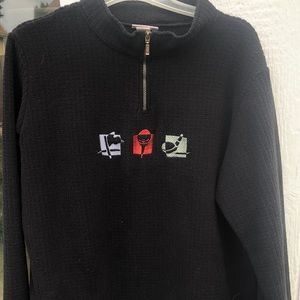 Brindar Golf vintage embroidered ribbed fleece top EUC